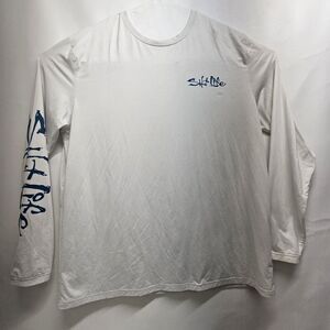 Salt Life Livin’ Salty Long Sleeve XXL White Patriotic Fish Flag 88/12 Stretch R